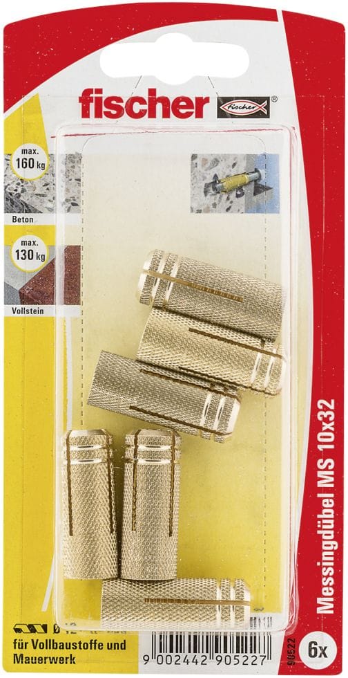 Messingdübel ms 10.0 x 32 mm - 6 Stück Dübel - Fischer