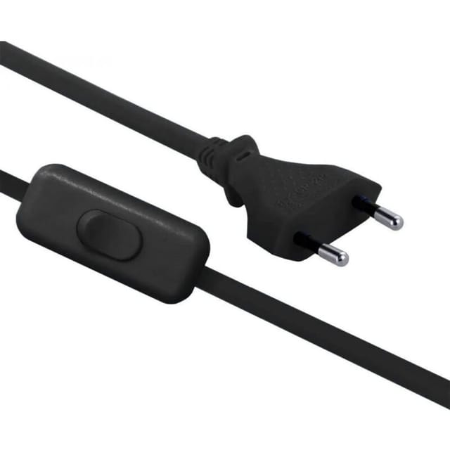 Verkabelung mit schalter und stecker 1,5 meter schwarz h03vvh2-f 2,5a 70527 - Electraline