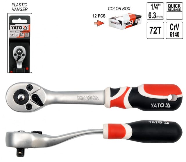 YT-0730 Yato 1/4' gebogene Ratsche