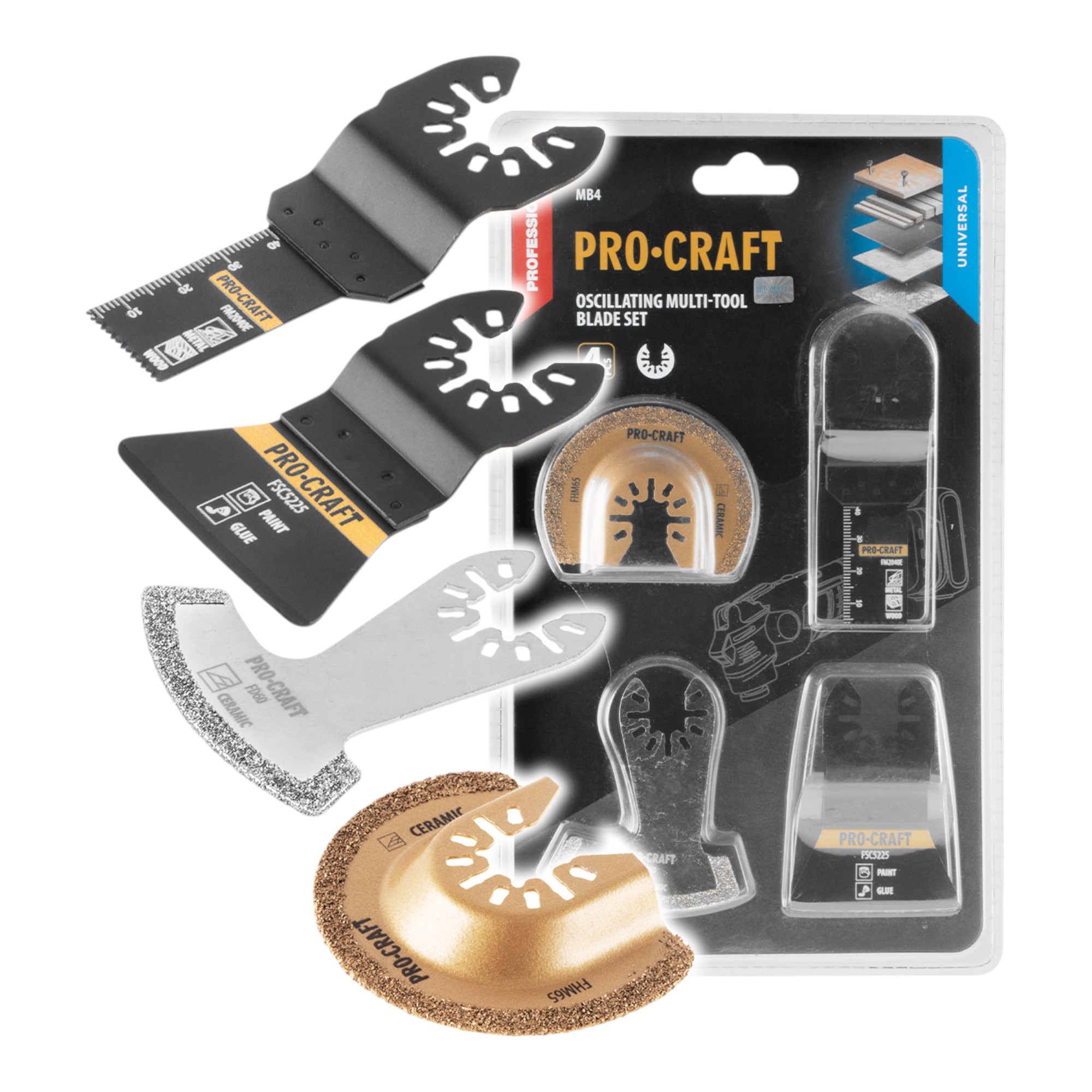 Procraft Mb4 Universal Zubehör Set 4 Tlg. Für Oszillierende Multifunktionswerkzeuge
