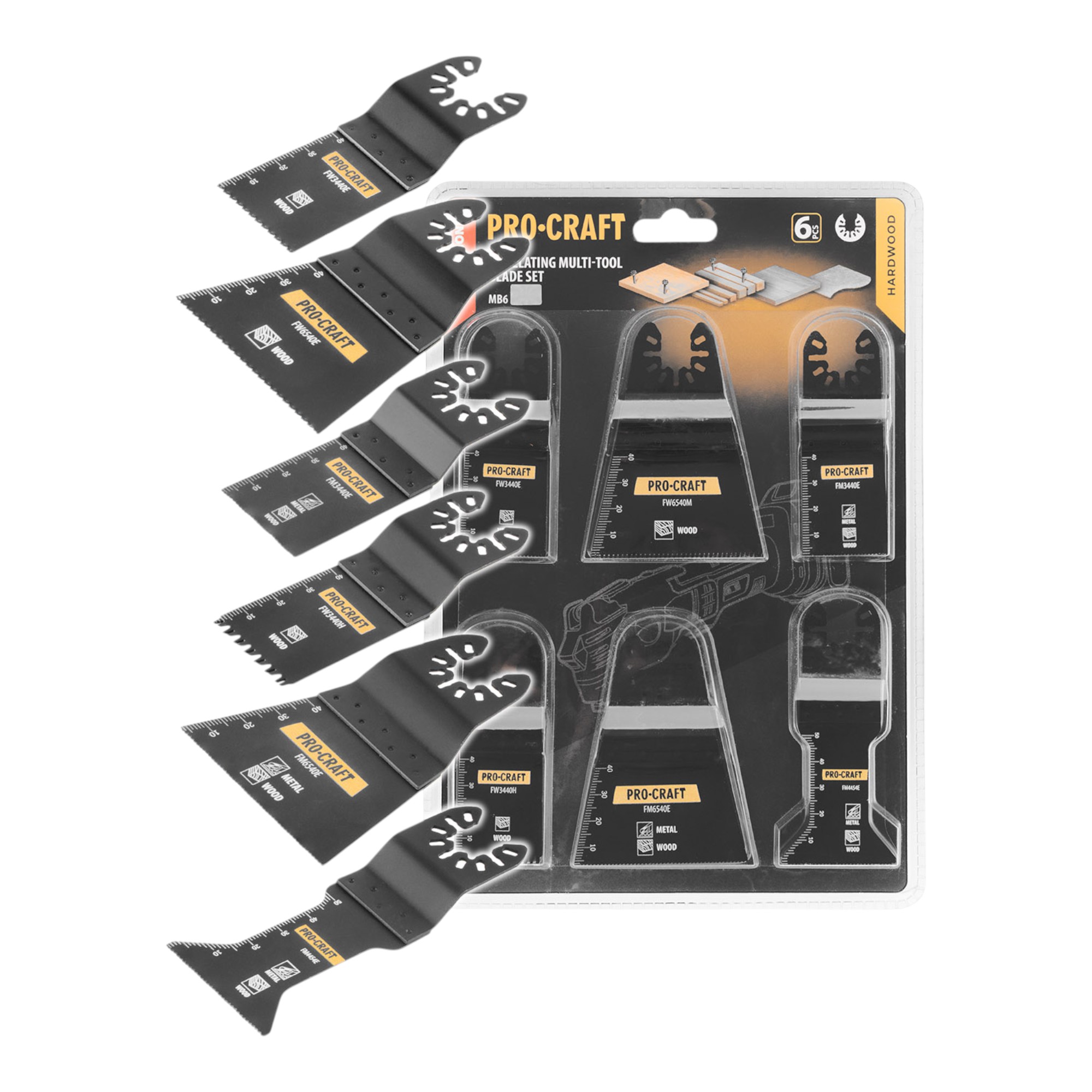 Procraft Mb6 Universal Sägeblatt Set 6 Tlg. Für Oszillierende Multifunktionswerkzeuge