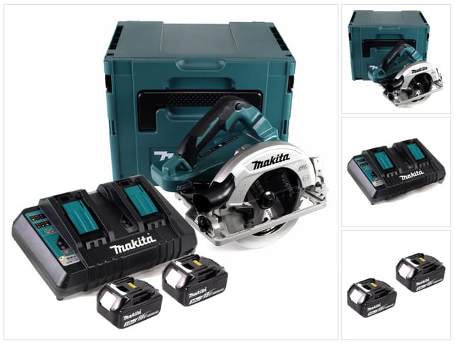 Makita - dhs 782 PF2J Akku Handkreissäge 36V (2x18V) 190 mm Brushless im Makpac + 2x 3,0 Ah Akku + Doppelladegerät