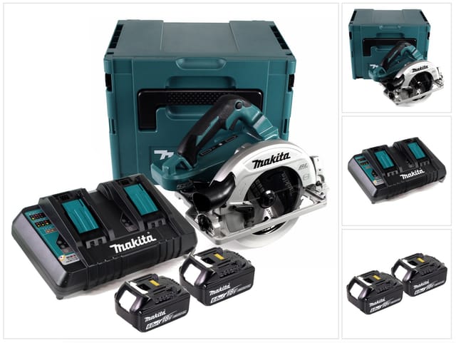 Makita - dhs 782 PG2J Akku Handkreissäge 36V (2x18V) 190 mm Brushless im Makpac + 2x 6,0 Ah Akku + Doppelladegerät