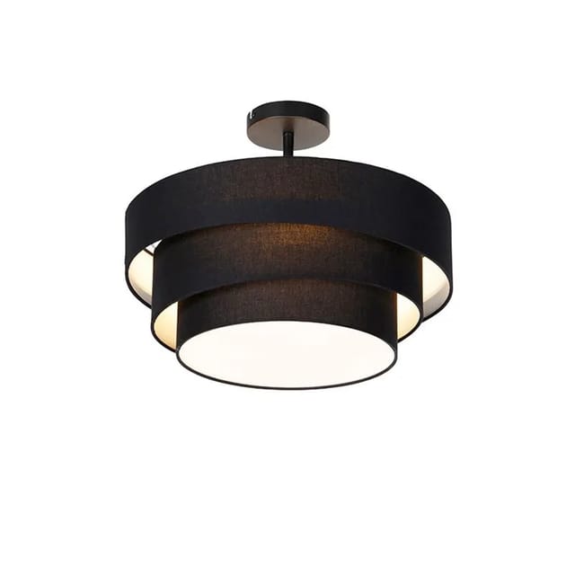 Moderne Deckenleuchte schwarz 45 cm 3-flammig - Drum Trio