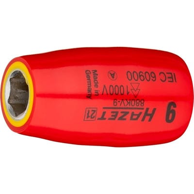 Steckschlüsseleinsatz, Sechskant, Vierkant hohl 10 mm (3/8), Außen-Sechskant-Tractionsprofil, 9 mm, Art.Nr. 880KV-9 - Hazet