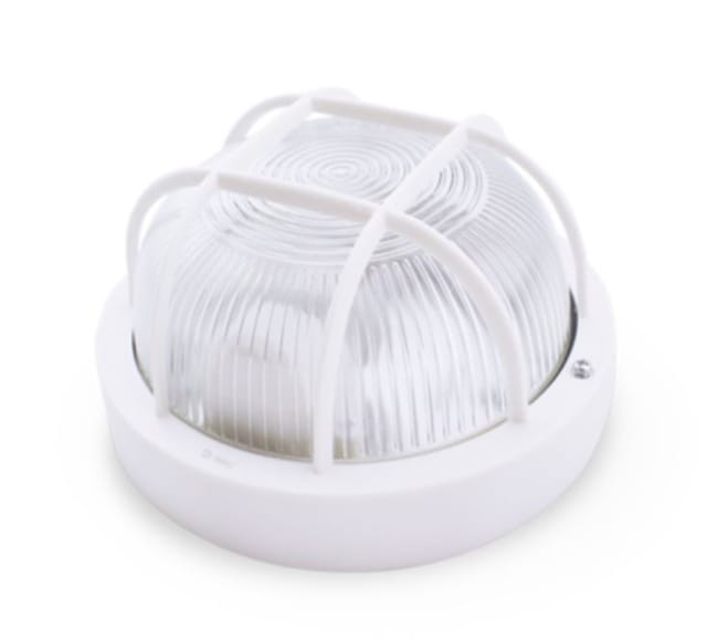GSC - Runde thermoplastische Wandleuchte mit Gitter weiss E27 0700156