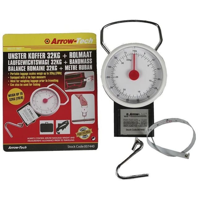Benson - Klassische Analogwaage mit Haken und Maßband für maximales Gewicht. 32kg