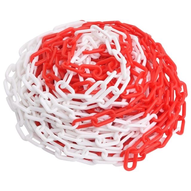 Absperrkette Rot und Weiß 100 m Ø6 mm Kunststoff Vidaxl