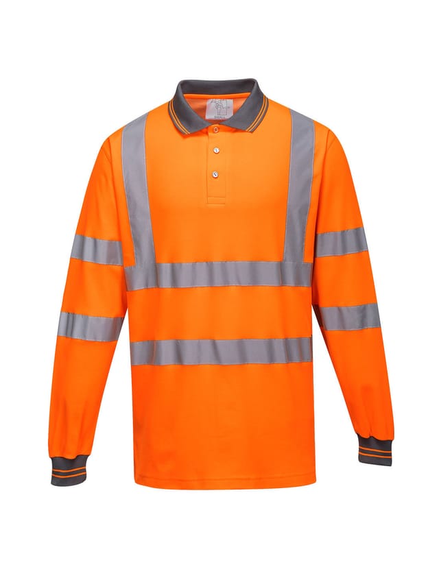 Polo aus Baumwolle mit langen Ärmeln Orange 2XL