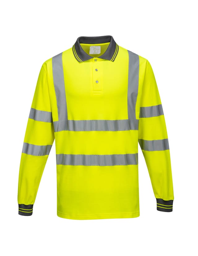 Langarm-Polo aus Baumwollmischung, Gelb, 2XL