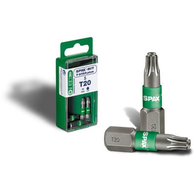 Spax - Bit-Einsatz T-Star 1/4'sechskant T40/25 mm Zapfenführung, Inhalt 5 Stück