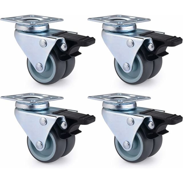 Lot de 4 Roulettes Pivotantes Ultra-résistantes avec Frein d’arrêt pour Meubles Capacité 600 kg