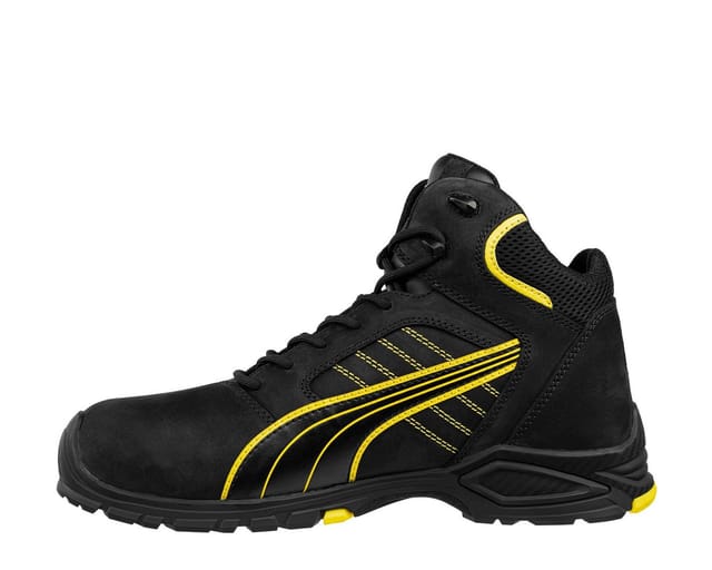 Puma - Sicherheitsstiefel Amsterdam Mid Gr. 43 schwarz/gelb Leder S3 src EN20345