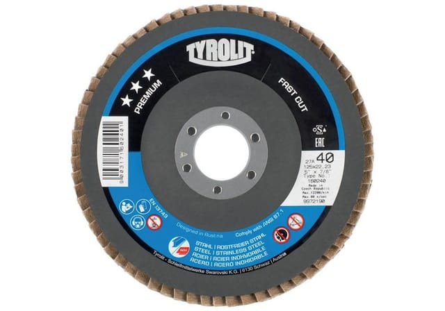 Fächerscheibe PREMIUM FASTCUT Ø 125 mm Körnung 60 gekröpft Stahl, Edelstahl ZA - Zirkonkorund