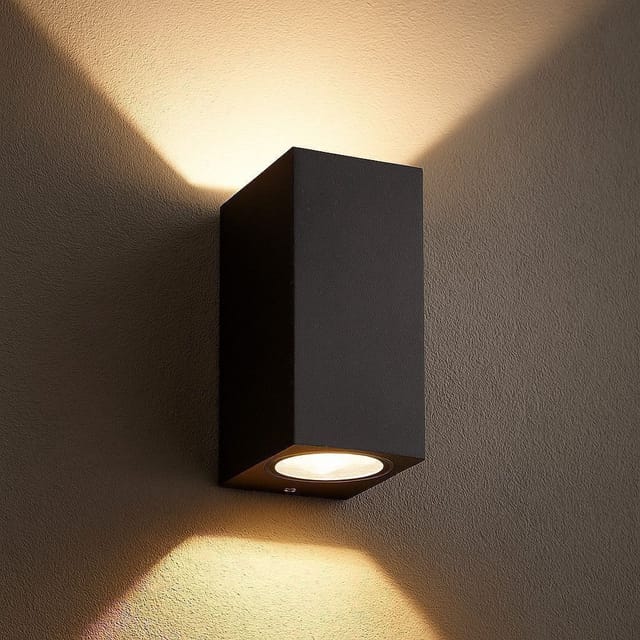 Arum Lighting - manathan Schwarze Außenwandleuchte Rechteckiger Doppelstrahl GU10 IP54