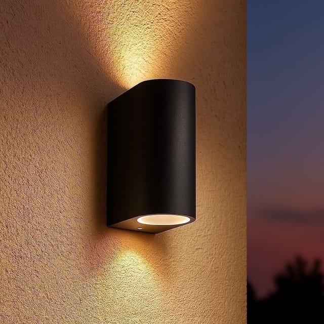 Arum Lighting - monica zweistrahlige schwarze Außenwandleuchte GU10 IP54