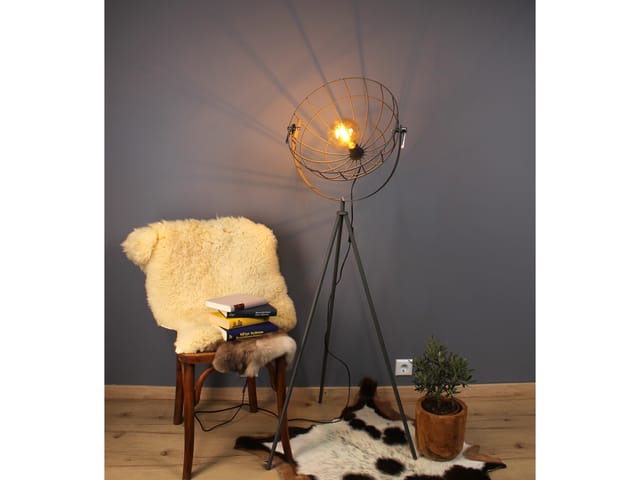 Eco-light - Retro Stehleuchte grid mit schwenkbarem Gitterschirm aus Metall Anthrazit, 146cm