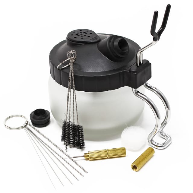Wiltec - Airbrush Reinigungsset mit Reinigungsstation Reinigungswerkzeugen mit 5 Reinigungsbürsten ø 3-7 mm und 6 Reinigungsnadeln, Airbrush Zubehör