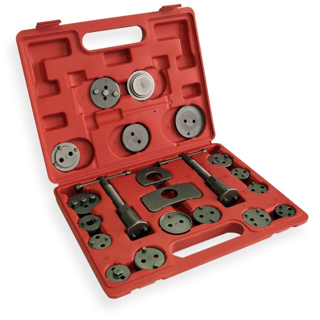 Wiltec - 21-teiliges Bremskolbenrücksteller Set 330 x 260 x 55 mm, Bremskolbenrücksetzer Werkzeug, Bremskolben zurückstellen zum Bremsbelag Wechsel