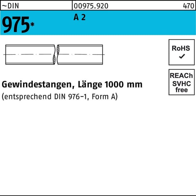 Gewindestange DIN 975 M 8 x 1000mm A 2