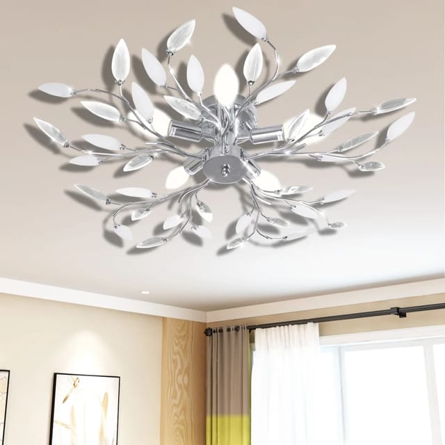Vidaxl - Deckenlampe transparente weiße Blätterranken mit Acryl-Blättern 5x E14