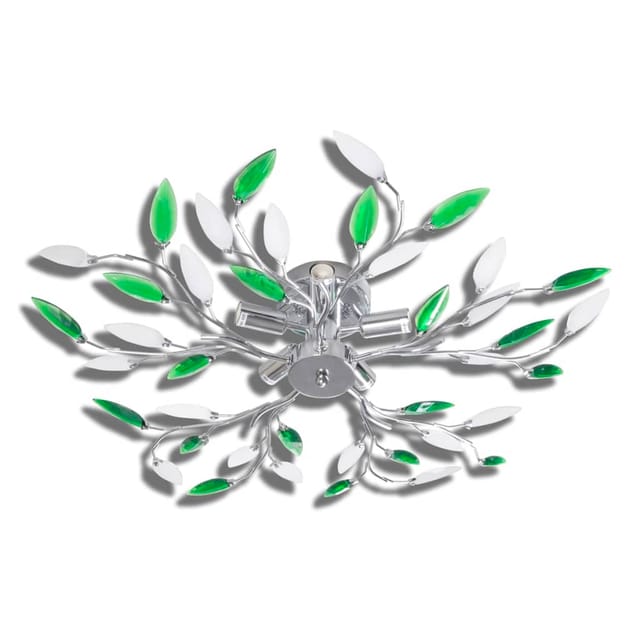 Vidaxl - Deckenlampe güne und weiße Blätterranken mit Acryl-Blättern 5x E14