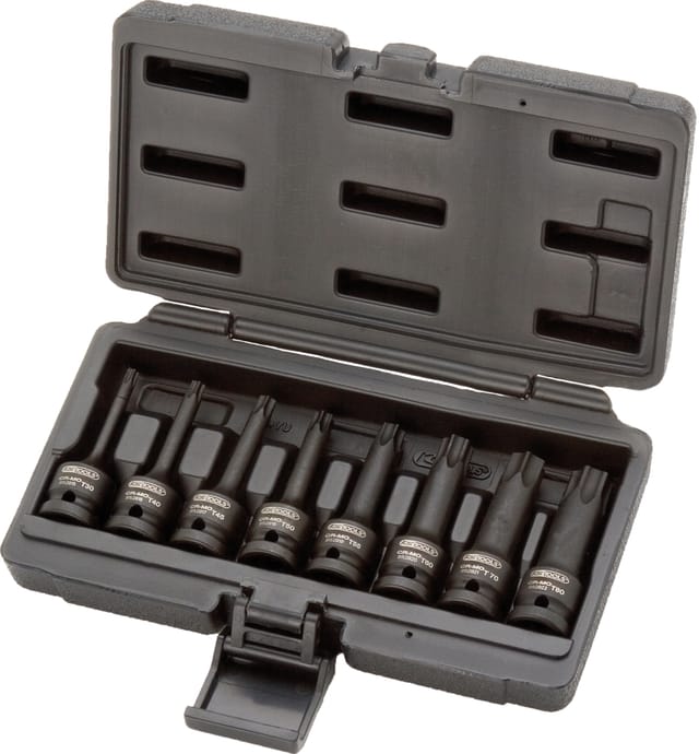 1/2' Kraft-Bit-Stecknuss-Satz Torx, 8-tlg, T30-T80, lang