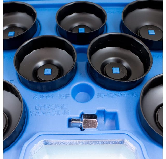 Bituxx - 15 tlg teiliges universal Ölfilterkappe Ölfilterschlüssel Ölfilterwechsel Ölfilter Abzieher Set für pkw Auto