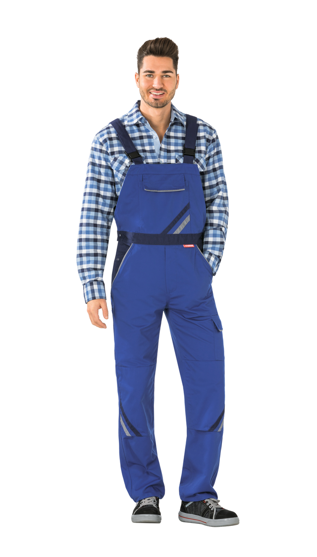 Planam Highline Latzhose kornblumenblau/marine/zink 62