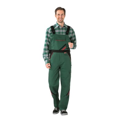Planam Highline Latzhose grün/schwarz/rot 70