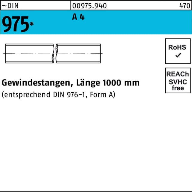 Gewindestange DIN 975 M 14 x 1000mm A 4