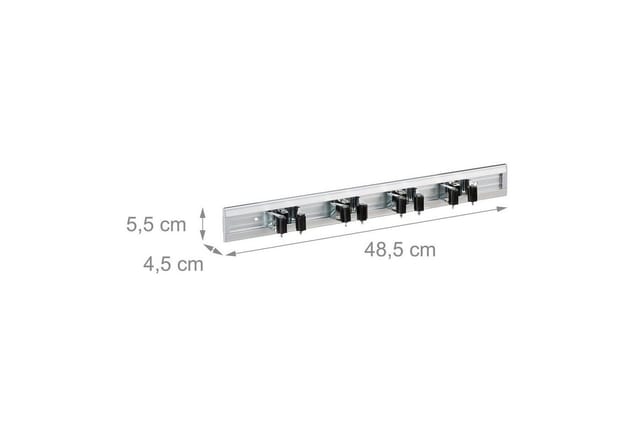 Gerätehalter Wandhalterung, Werkzeughalter für Wand, Ordnungsleiste Metall, Gartengeräte, Aluminium, silber - Relaxdays