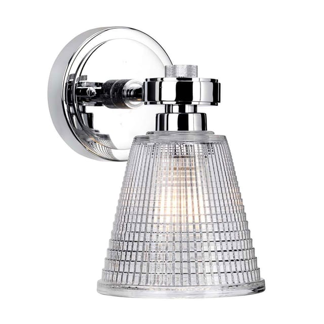 Gunnislake - 1 Licht Wandleuchte poliert Chrom Glasschirm IP44, G9 - Elstead