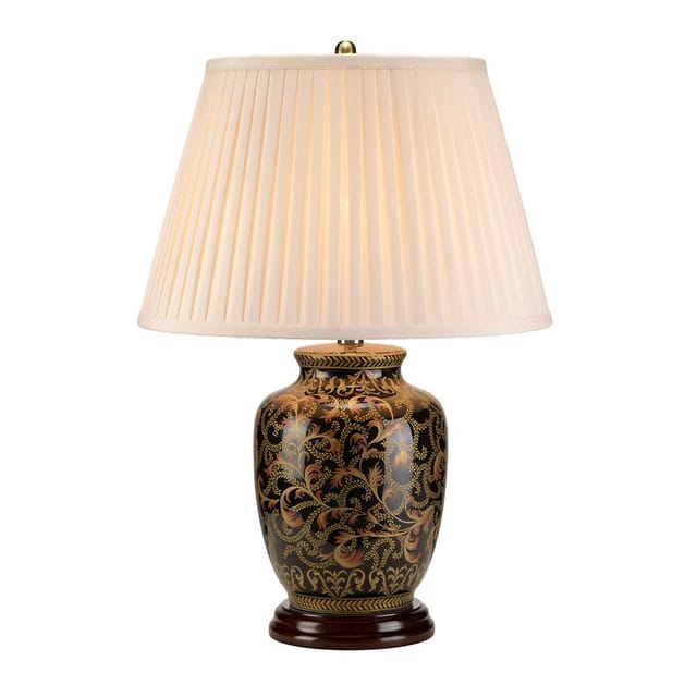 Morris - 1 leichte kleine Tischlampe schwarz, gold, E27 - Elstead