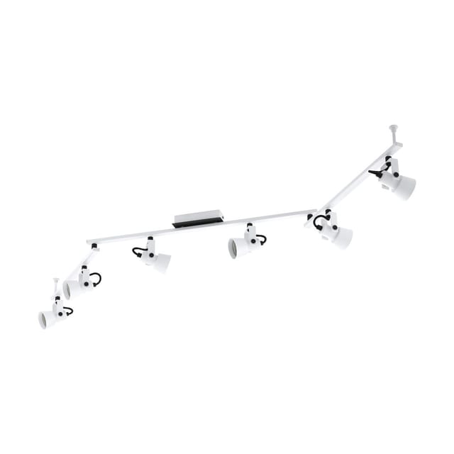 Deckenlampe Trillo, Deckenleuchte mit 6 schwenkbaren Spots, Deckenbeleuchtung für Büro und Wohnzimmer, Metall in Weiß und Schwarz, Deckenspot mit