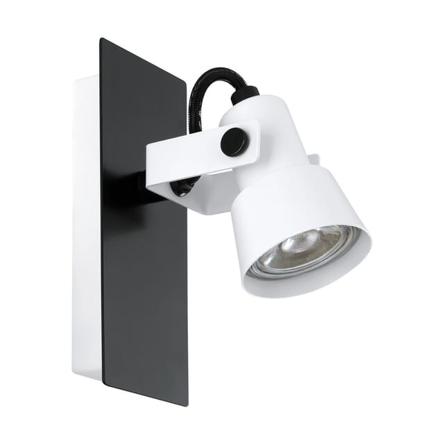Led Wandlampe Trillo, Wandleuchte für innen, Wandspot mit schwenkbarem Spot, Metall in Weiß und Schwarz, Wand Lampe für Wohnzimmer und Schlafzimmer,