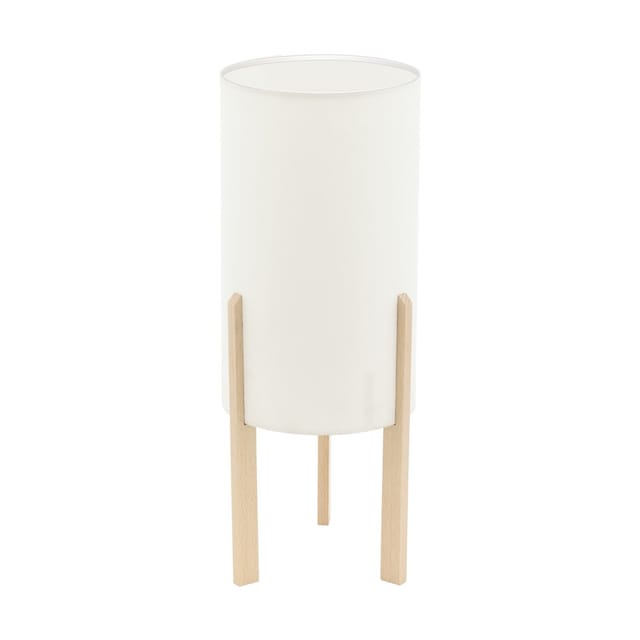 Nachttischlampe Holz natur Tischleuchte Schlafzimmerlampe Textil Tischlampe Wohnzimmerleuchte beige, 1x E27, DxH 16 x 40 cm