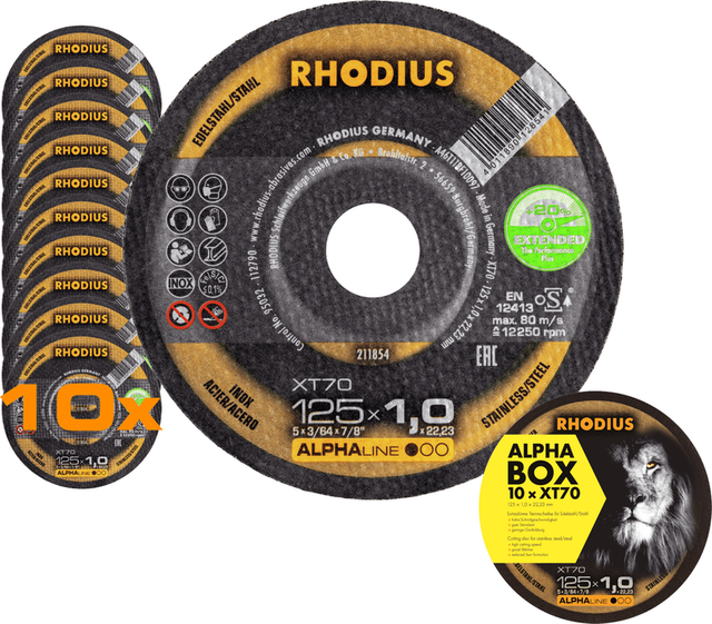 XT70, 10 Stück, 125 x 1,0 mm, Trennscheibe - Rhodius