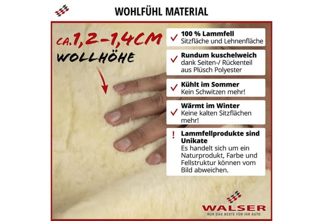 Walser - Autositzbezug Lammfell Trish Sitzbezug Auto Anthrazit Schonbezug Winter