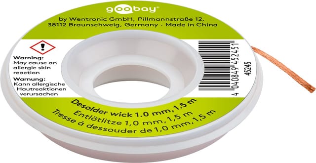 Fixpoint - Entlötlitze 1 mm zur Entfernung von Lötzinn an Lötstellen 1,5 m, reiner Kupfer, gute Wärmeleitfähigkeit.