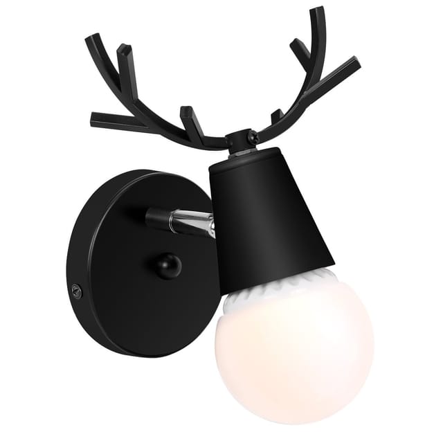 Wandleuchte Moderne Kreativer Geweih Wandlampe E27 für Kinderzimmer, Restaurant, Flur, Treppen (Schwarz)