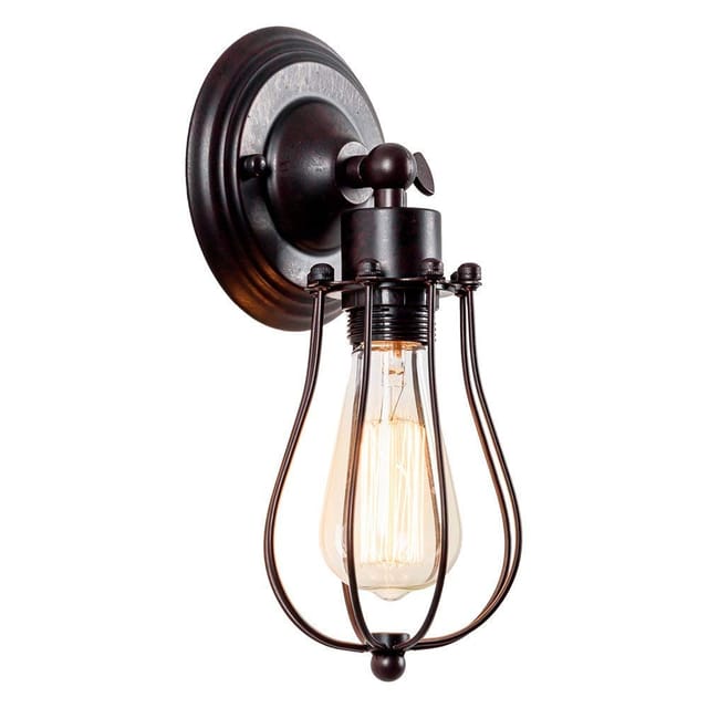 Industrielle Wandleuchte E27 Metall Käfig Wandlampe Verstellbare für Esstisch, Schlafzimmer, Kaffee, Bar (Schwarz)