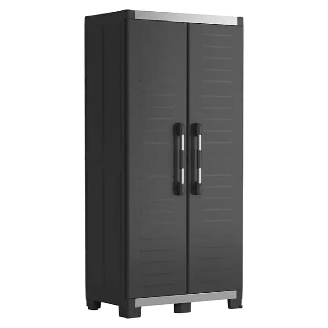Hochschrank aus Kunststoff 4 verstärkte Böden 88x45x181H cm. schwarze Garage XL