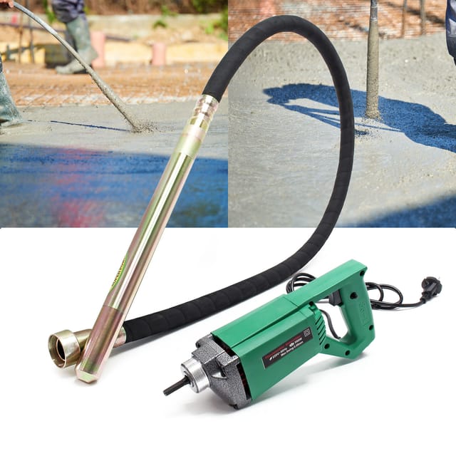 Wiltec - Elektro Einhand Betonrüttler 580 w, Betonverdichter mit ø 35 mm Rüttelflasche mit 200 cm Schlauchlänge, Flaschenrüttler mit flexibler Welle