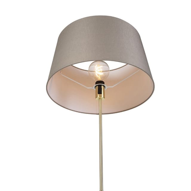 Stehleuchte gold / messing mit Leinenschirm taupe 45 cm - Parte