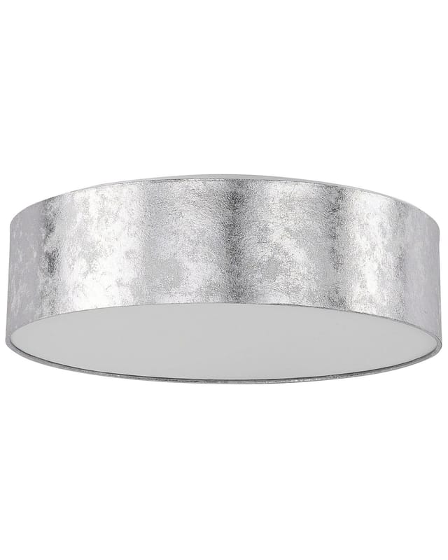 Beliani - Deckenleuchte Silber Stoffschirm rund flach ø45 cm Trommelform Moderne Deckenlampe