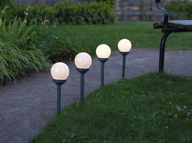 Trading Solarpoller-Set Globus, 4 Stück, Weiß, led, Dämmerungssensor, Warmweiß, Außenbereich, 27 cm - Star