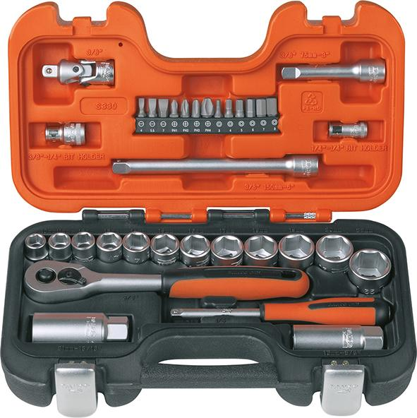 Steckschlüsselsatz 34 tlg. 1/4' & 3/8' S330 im Koffer - Bahco