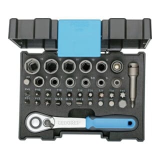 Bit-Steckschlüsselbox mit Knarre 1/4' 35tlg, 666-U-20, 2998211 - Gedore
