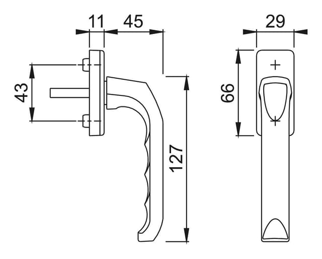 Hoppe - Fenstergriff London 013/U34 Aluminium 32 mm F1 / naturfarbig Standard